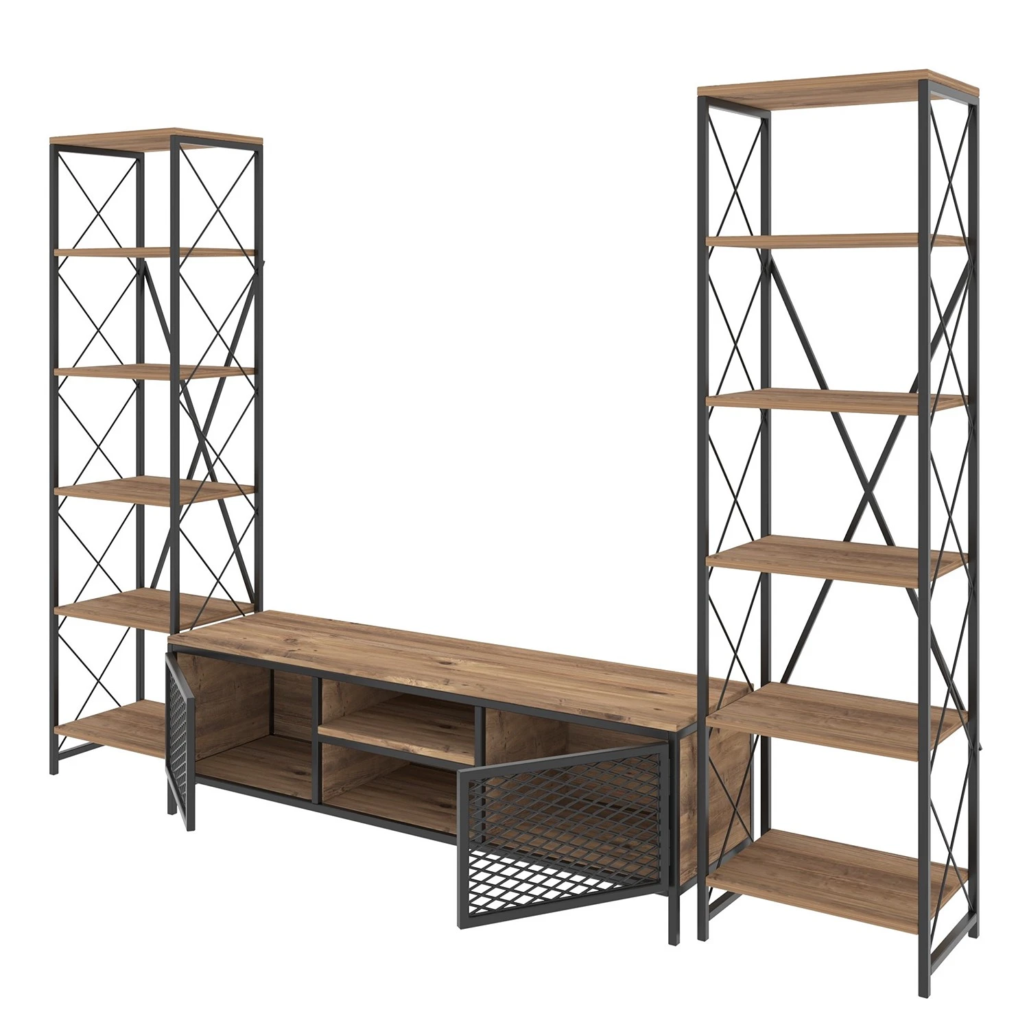 Red Living Wohnwand Jonas (3-teilig) - Metall - Eiche Dekor / Anthrazit 3 Red Living Wohnwand Jonas (3-teilig) - Metall - Eiche Dekor / Anthrazit – Bild 3