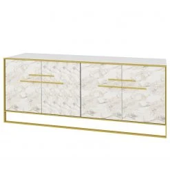 Loftscape Sideboard Pisek - Metall - Marmor Weiß Dekor / Gold