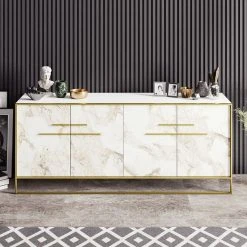 Loftscape Sideboard Pisek - Metall - Marmor Weiß Dekor / Gold 7 Loftscape Sideboard Pisek - Metall - Marmor Weiß Dekor / Gold -Wohnzimmermöbel boutique en ligne 1000284400 210809 06093200202 MOOD DETAILS P000000001000284400 mood