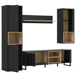 Loftscape Wohnwand Mazzo (4-teilig) - Schwarz / Eiche Artisan Dekor -Wohnzimmermöbel boutique en ligne 1000285804 210819 12212500086 DETAILS P000000001000285804