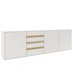 GWINNER Sideboard Calea I - Echtholzfurnier - Matt Weiß / Eiche - Ausrichtung links
