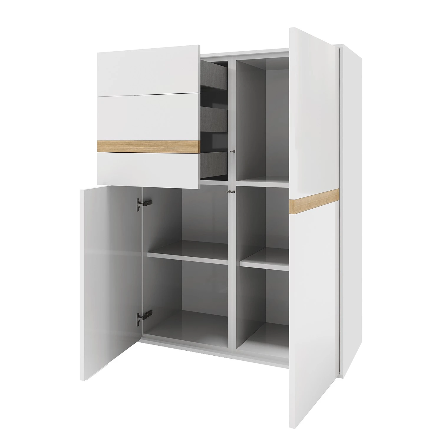 GWINNER Highboard Calea I - Echtholzfurnier - Matt Weiß / Eiche 2 GWINNER Highboard Calea I - Echtholzfurnier - Matt Weiß / Eiche – Bild 2