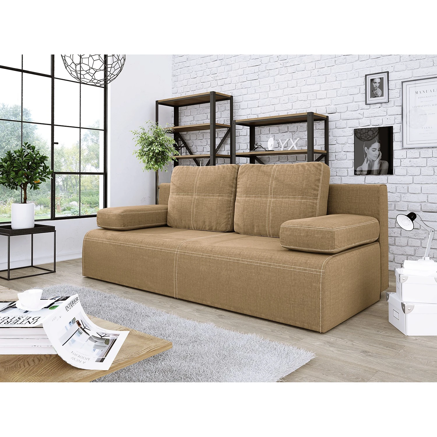 Loftscape Schlafsofa Corris - Microfaser Loek: Sand 2 Loftscape Schlafsofa Corris - Microfaser Loek: Sand – Bild 2