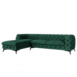 Jack & Alice Ecksofa Laviva I - Samt Ravi: Antikgrün - Breite: 305 cm - Ottomane davorstehend links