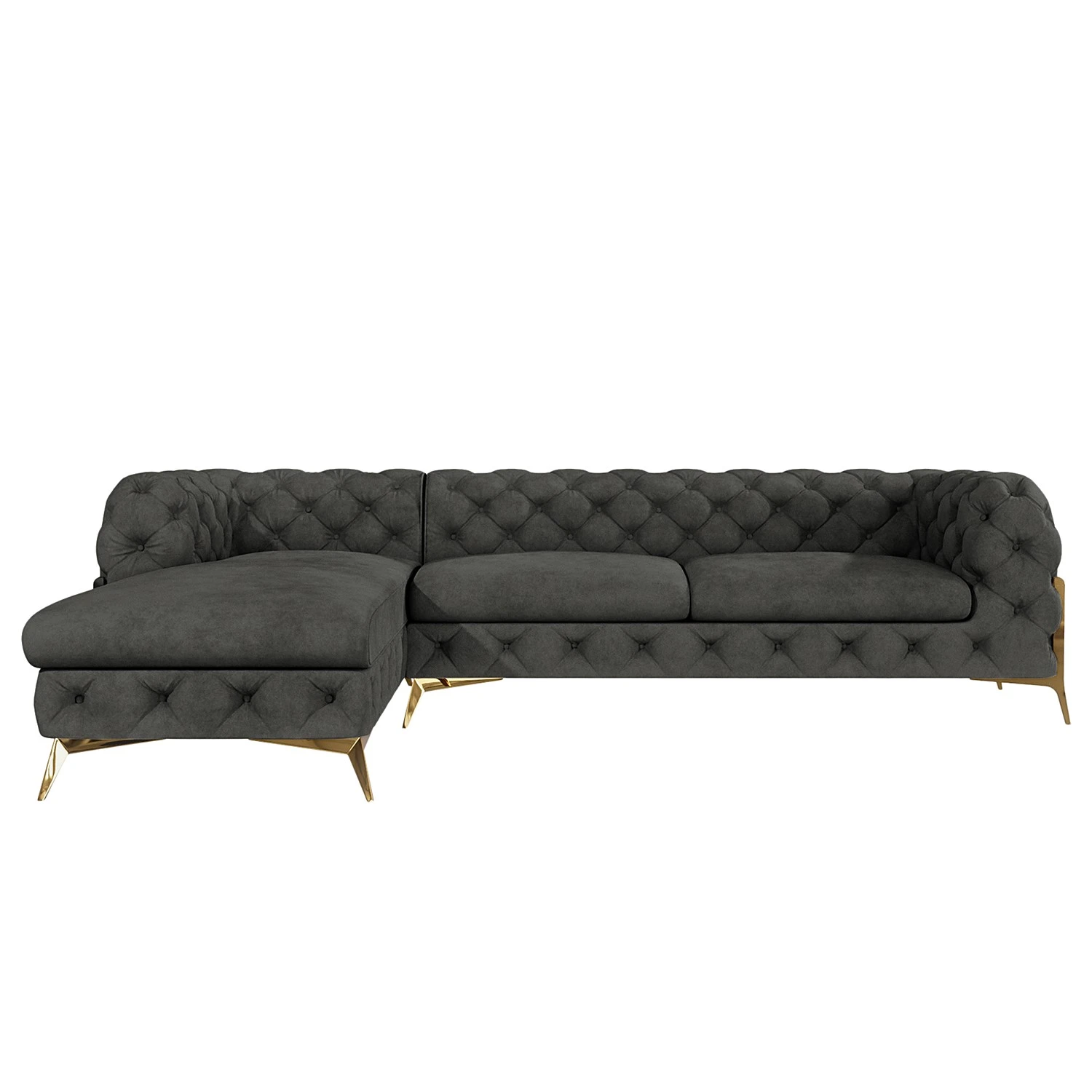 Jack & Alice Ecksofa Laviva II - Samt Ravi: Anthrazit - Breite: 305 cm - Ottomane davorstehend links 4 Jack & Alice Ecksofa Laviva II - Samt Ravi: Anthrazit - Breite: 305 cm - Ottomane davorstehend links – Bild 4