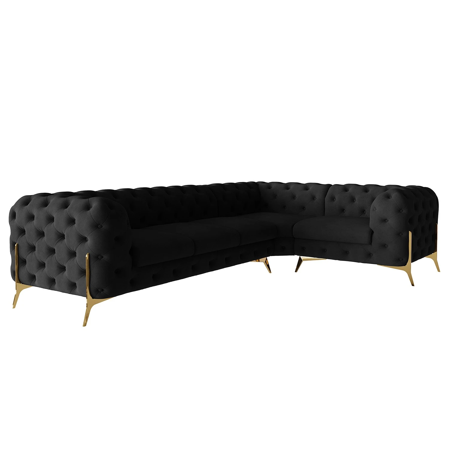Jack & Alice Ecksofa Laviva V - Samt Ravi: Schwarz - 323 x 200 cm - Ausrichtung rechts 1 Jack & Alice Ecksofa Laviva V - Samt Ravi: Schwarz - 323 x 200 cm - Ausrichtung rechts
