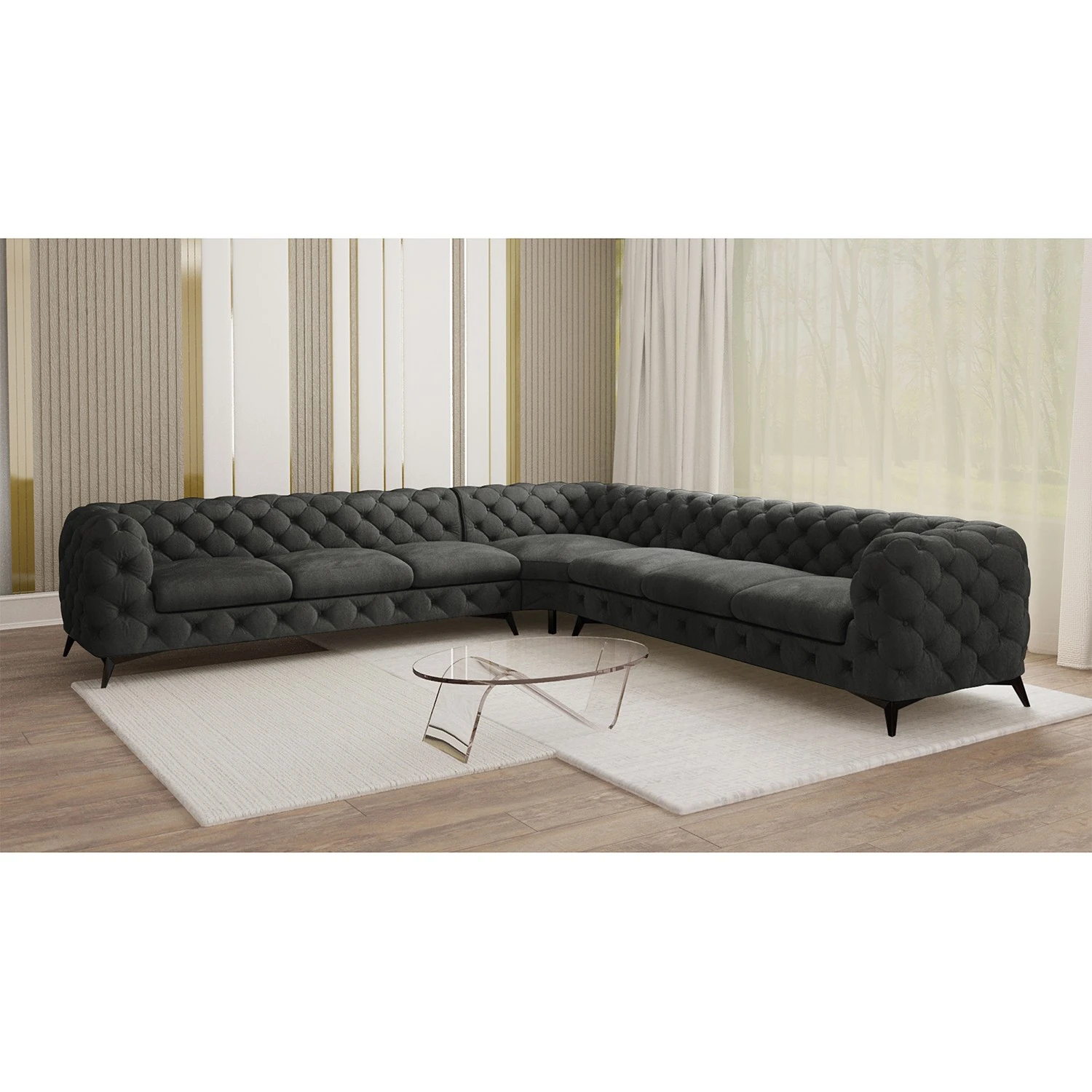 Jack & Alice Ecksofa Laviva III - Samt Ravi: Anthrazit - 323 x 323 cm 2 Jack & Alice Ecksofa Laviva III - Samt Ravi: Anthrazit - 323 x 323 cm – Bild 2