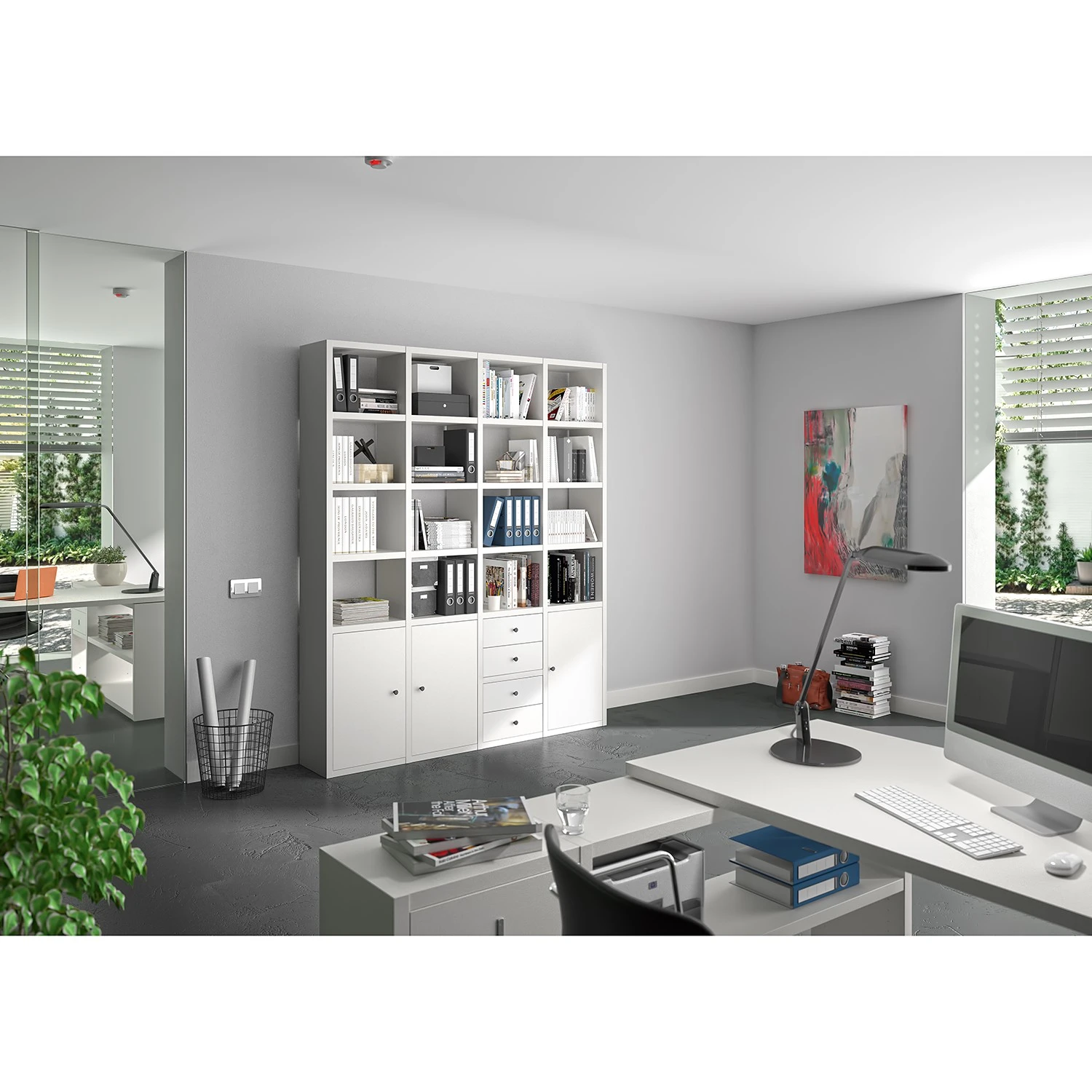 Fredriks Aktenregal-Kombination Emporio VIII - Hochglanz Weiß 2 Fredriks Aktenregal-Kombination Emporio VIII - Hochglanz Weiß – Bild 2