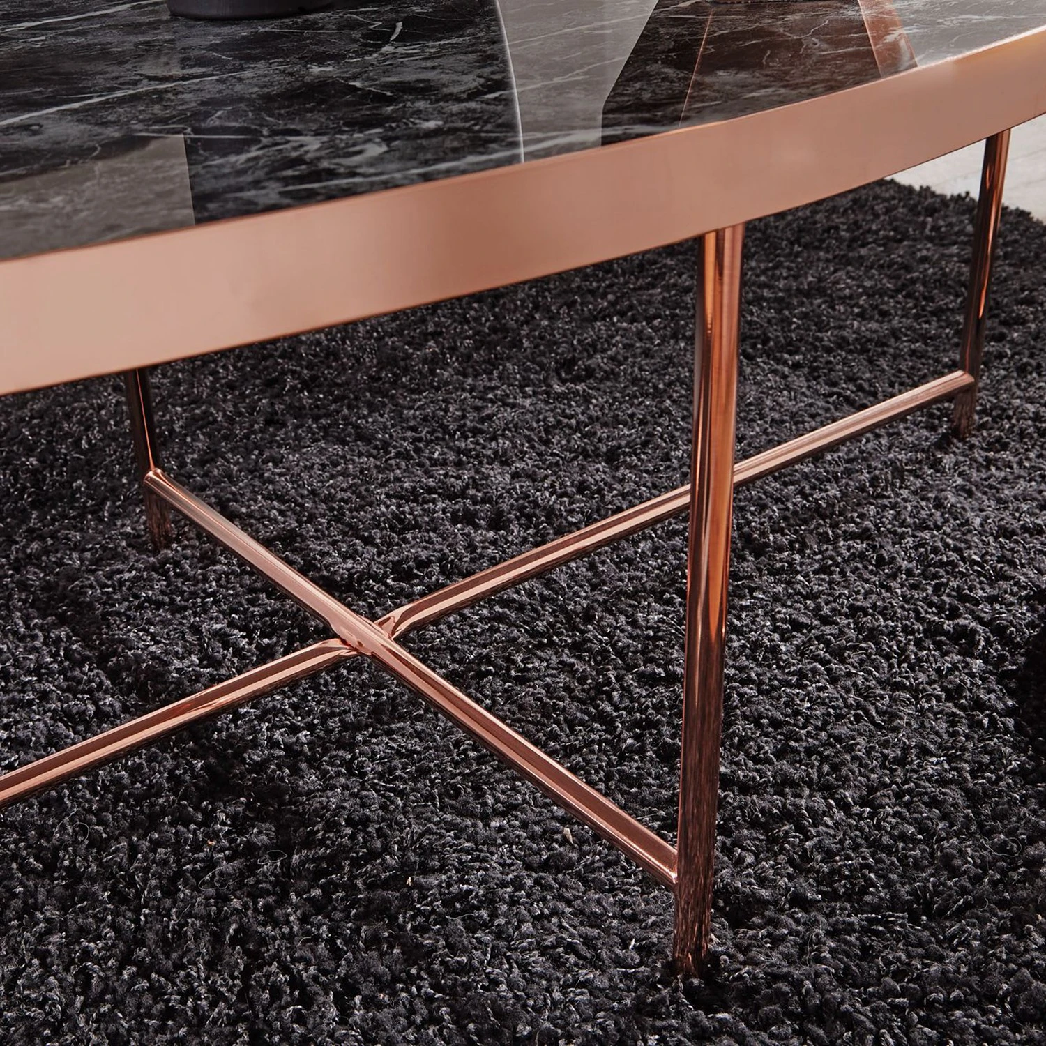 Red Living Couchtisch Lacaune - Glas / Metall - Marmor Schwarz Dekor 5 Red Living Couchtisch Lacaune - Glas / Metall - Marmor Schwarz Dekor – Bild 5