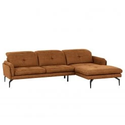 Loftscape Ecksofa Bosley - Antiklederlook - Microfaser Priya: Cognac - Longchair davorstehend rechts - Mit Hocker -Wohnzimmermöbel boutique en ligne 1000296745 211018 10240000858 DETAILS P000000001000296745