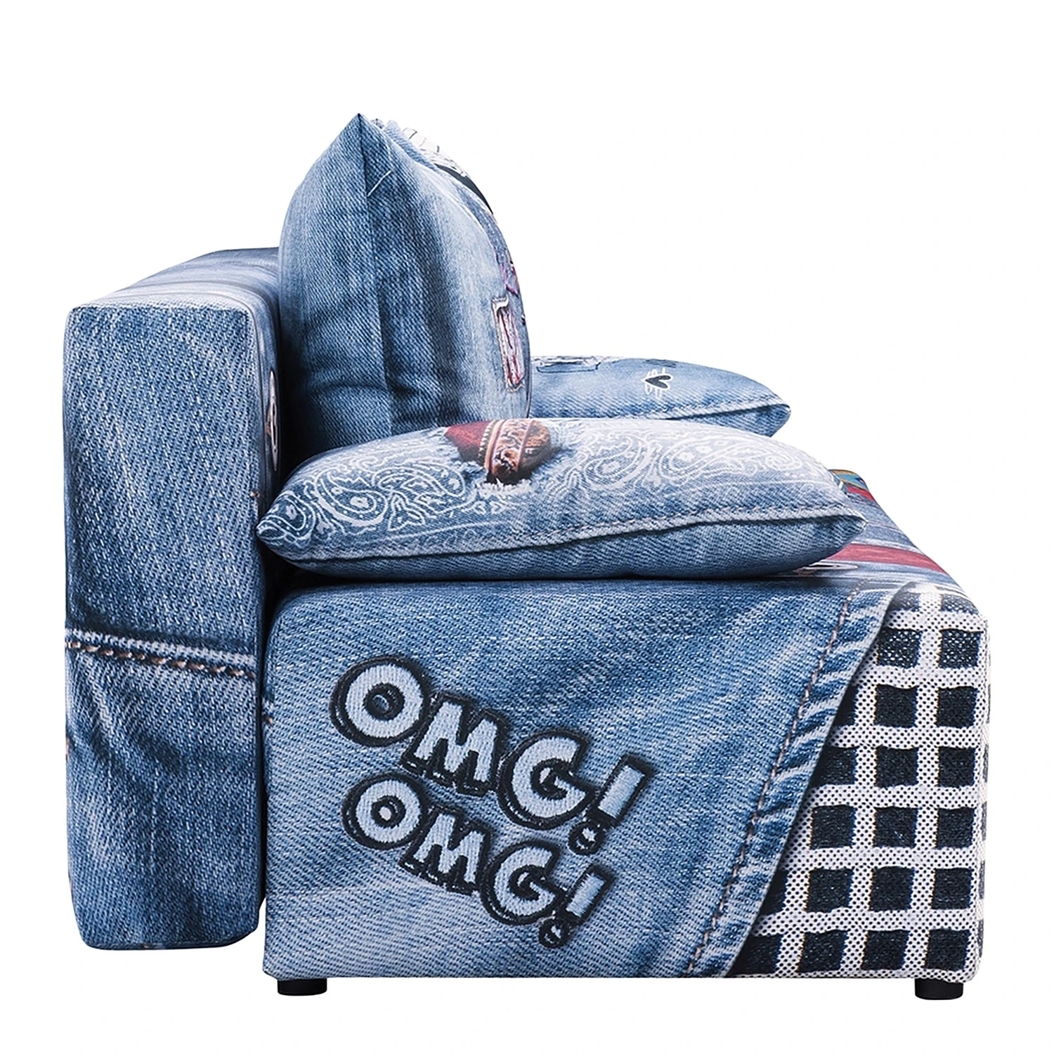 Mooved Schlafsofa Gabun - Flachgewebe - Blau / Rot - Wellenunterfederung 4 Mooved Schlafsofa Gabun - Flachgewebe - Blau / Rot - Wellenunterfederung – Bild 4