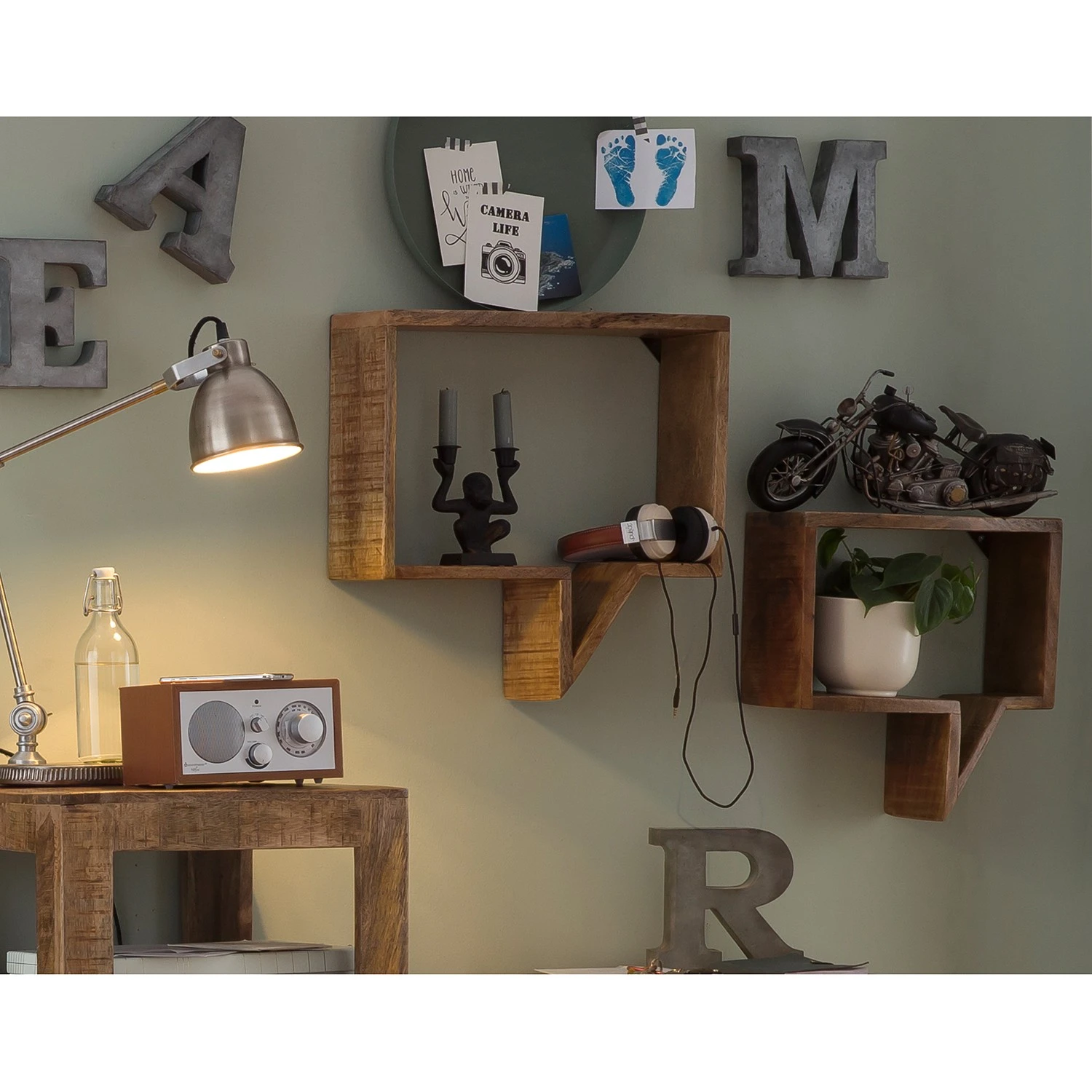 Norrwood Wandregal Darvel (2er-Set) - Mango massiv 2 Norrwood Wandregal Darvel (2er-Set) - Mango massiv – Bild 2