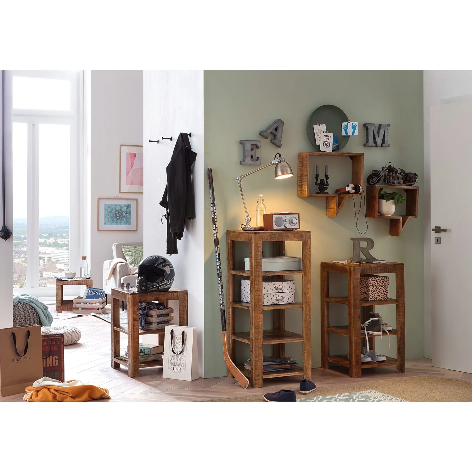 Norrwood Wandregal Darvel (2er-Set) - Mango massiv 3 Norrwood Wandregal Darvel (2er-Set) - Mango massiv – Bild 3