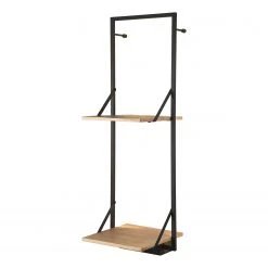 Red Living Wandregal Legno II - Inkl. Beleuchtung - Eukalytpus massiv / Metall - Eukalyptus / Schwarz