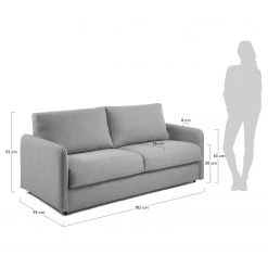 Loftscape Schlafsofa Jobo - Chenille - Chenille Chaja: Hellgrau - Breite: 182 cm -Wohnzimmermöbel boutique en ligne 1000300360 211229 15021300616 SKETCH DETAILS P000000001000300360 sketch