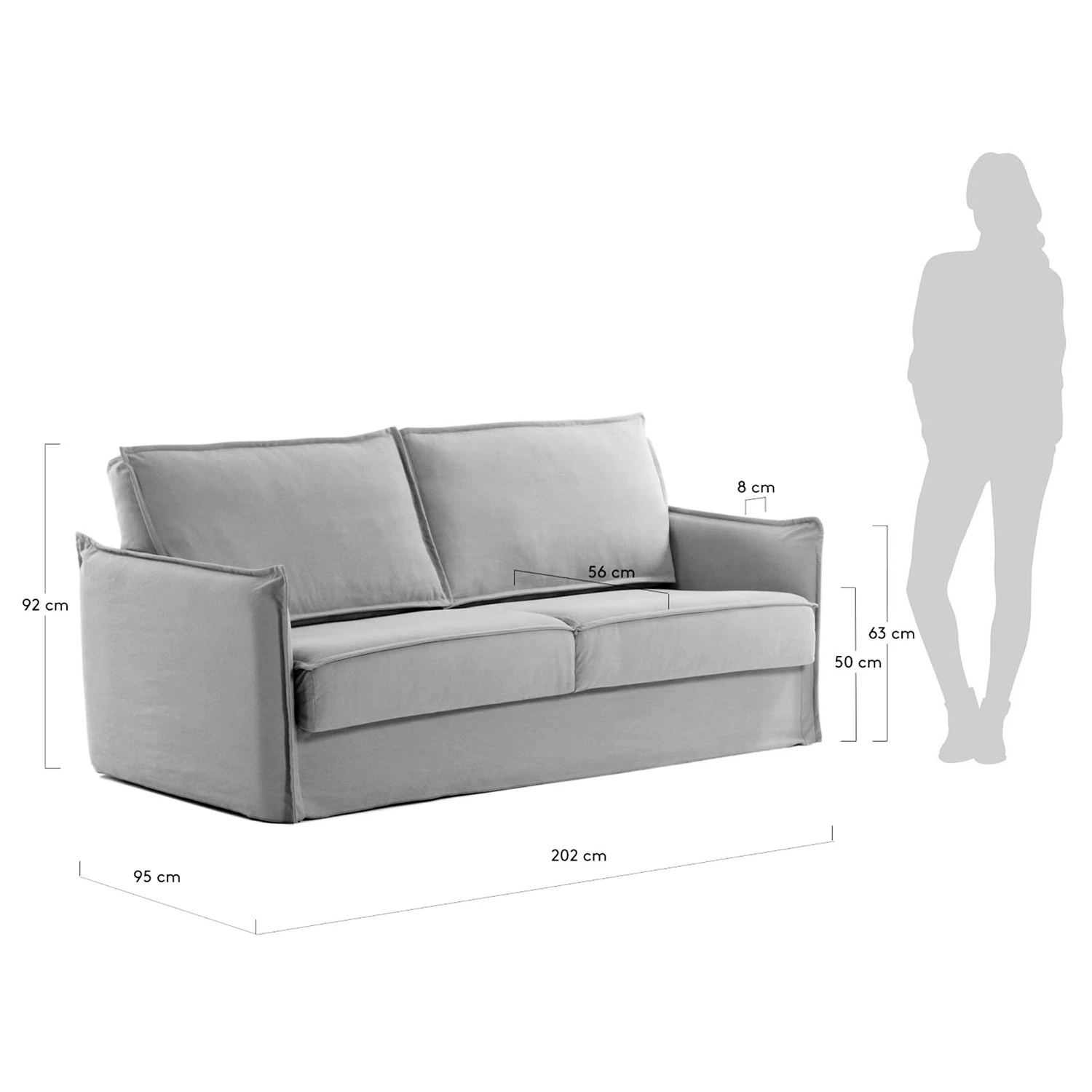 Loftscape Schlafsofa Gunn - Leinen - Leinen Blina: Hellgrau - Breite: 202 cm 14 Loftscape Schlafsofa Gunn - Leinen - Leinen Blina: Hellgrau - Breite: 202 cm – Bild 14