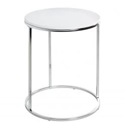 Loftscape Beistelltisch Molac - Metall - Hochglanz Weiß / Chrom