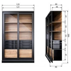 Red Living Vitrinenschrank Bomba - Kiefer massiv - Kiefer Schwarz / Kiefer Dunkel -Wohnzimmermöbel boutique en ligne 1000304182 211029 12341700732 SKETCH DETAILS P000000001000304182 sketch