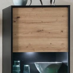 Norrwood Standvitrine Argenteuil - Eiche Artisan Dekor / Schwarz - Höhe: 171 cm -Wohnzimmermöbel boutique en ligne 1000304811 211027 104958000117 DETAILS P000000001000304811