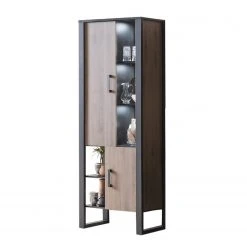 Red Living Vitrinenschrank Norddal - Nussbaum Dekor / Schwarz