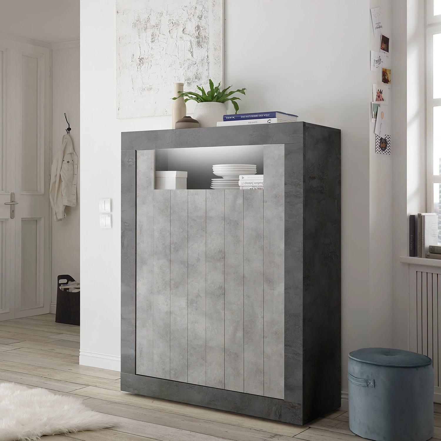 LC Spa Highboard Urbino - Hellgrau / Dunkelgrau 2 LC Spa Highboard Urbino - Hellgrau / Dunkelgrau – Bild 2