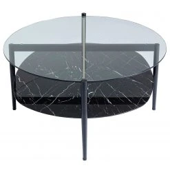 Kare Design Couchtisch Nellie - Glas / Metall - Marmor Schwarz Dekor / Schwarz -Wohnzimmermöbel boutique en ligne 1000307988 211109 143900000044 DETAILS P000000001000307988