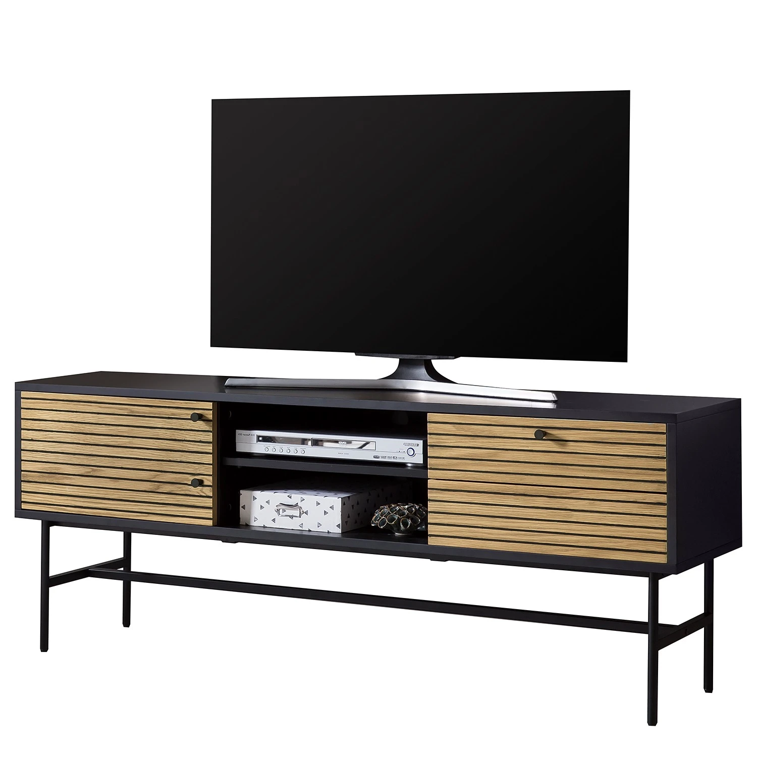 Red Living TV-Lowboard Uckerby - Echtholzfurnier - Eiche / Schwarz 1 Red Living TV-Lowboard Uckerby - Echtholzfurnier - Eiche / Schwarz