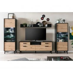 Norrwood Wohnwand Argenteuil I (4-teilig) - Eiche Artisan Dekor / Schwarz