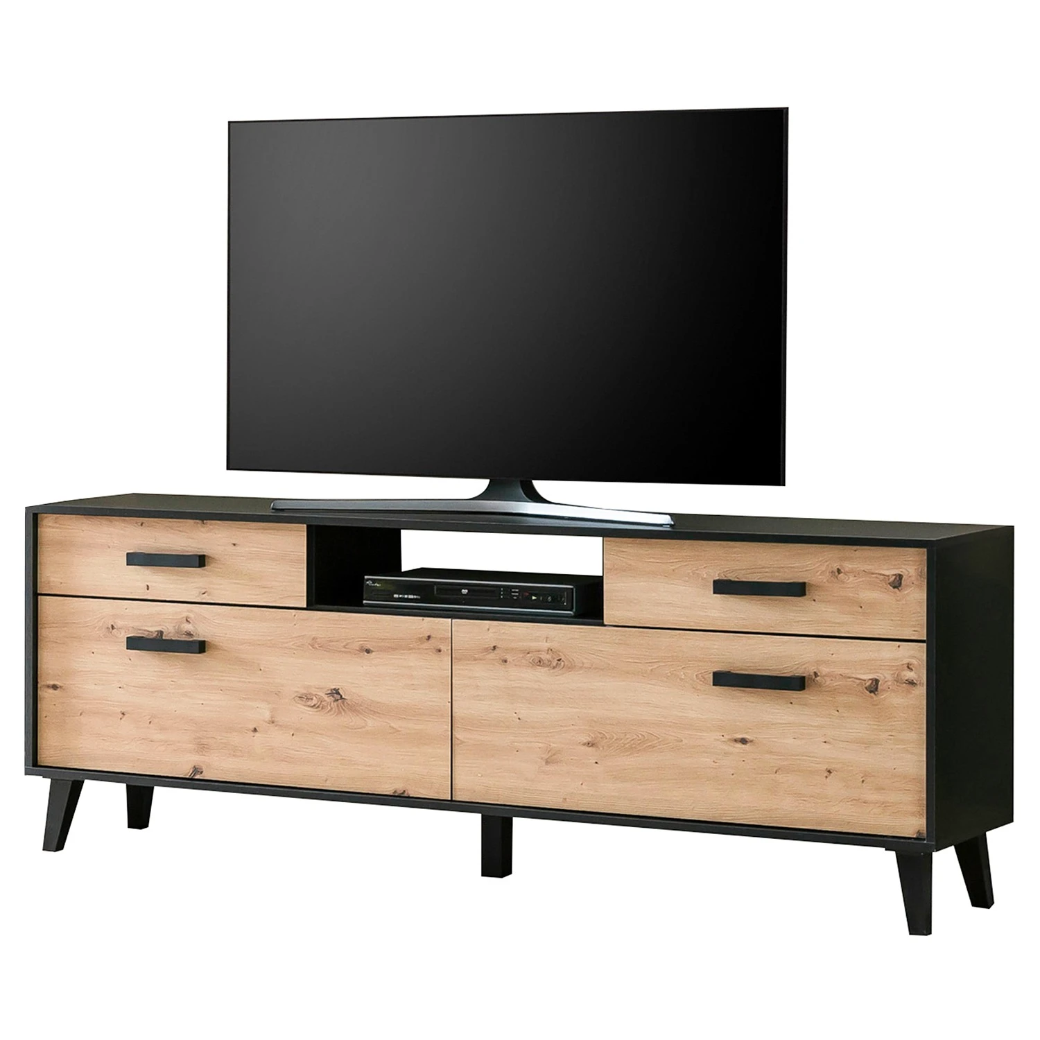 Norrwood Wohnwand Argenteuil I (4-teilig) - Eiche Artisan Dekor / Schwarz 7 Norrwood Wohnwand Argenteuil I (4-teilig) - Eiche Artisan Dekor / Schwarz – Bild 7