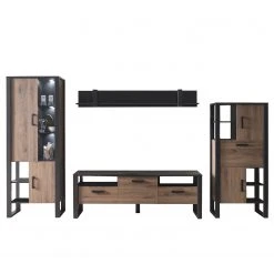 Red Living Wohnwand Norddal I (4-teilig) - Nussbaum Dekor / Schwarz -Wohnzimmermöbel boutique en ligne 1000310665 211125 14541200054 DETAILS P000000001000310665