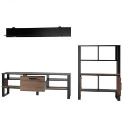 Red Living Wohnwand Norddal IV (3-teilig) - Nussbaum Dekor / Schwarz -Wohnzimmermöbel boutique en ligne 1000310668 211125 145543000100 DETAILS P000000001000310668