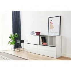 Now! by hülsta Wohnwand now to go colour IV (5-teilig) - Hochglanz Reinweiß / Schneeweiß -Wohnzimmermöbel boutique en ligne 1000311279 211201 14490000373 MOOD DETAILS P000000001000311279 mood