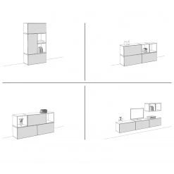 Now! by hülsta Wohnwand now to go colour IV (5-teilig) - Hochglanz Reinweiß / Schneeweiß -Wohnzimmermöbel boutique en ligne 1000311279 211201 14490000855 SKETCH DETAILS P000000001000311279 sketch