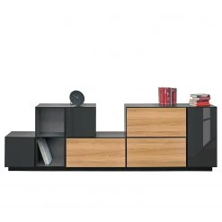 Now! by hülsta Wohnwand now to go colour III (8-teilig) - Hochglanz Diamantgrau / Natureiche -Wohnzimmermöbel boutique en ligne 1000311284 211201 14490200431 DETAILS P000000001000311284