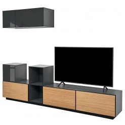 Now! by hülsta Wohnwand now to go colour III (8-teilig) - Hochglanz Diamantgrau / Natureiche -Wohnzimmermöbel boutique en ligne 1000311284 211228 15381300043 DETAILS P000000001000311284