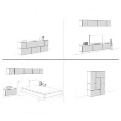 Now! by hülsta Wohnwand now to go colour VII (7-teilig) - Hochglanz Diamantgrau / Diamantgrau -Wohnzimmermöbel boutique en ligne 1000311296 211201 144906001000 SKETCH DETAILS P000000001000311296 sketch