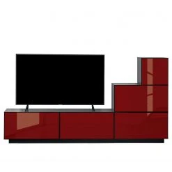 Now! by hülsta Wohnwand now to go colour II (5-teilig) - Hochglanz Rubinrot / Diamantgrau -Wohnzimmermöbel boutique en ligne 1000311312 211201 14491000638 DETAILS P000000001000311312