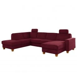 Fredriks Wohnlandschaft Ford Point - Webstoff Palila: Beere - Ottomane davorstehend links - Mit Schlaffunktion