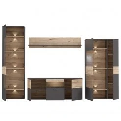 Loftscape Wohnwand Corey (4-teilig) - Inkl. Beleuchtung - Eiche Dekor / Grau -Wohnzimmermöbel boutique en ligne 1000314793 211215 081141000045 DETAILS P000000001000314793 1