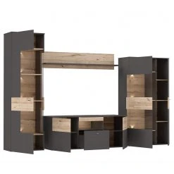 Loftscape Wohnwand Corey (4-teilig) - Inkl. Beleuchtung - Eiche Dekor / Grau -Wohnzimmermöbel boutique en ligne 1000314793 211215 081141000051 DETAILS P000000001000314793 1