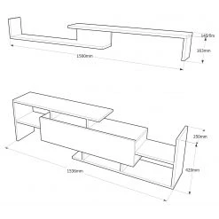 Loftscape Wohnkombination Dindori (2-teilig) - Weiß / Walnuss Dekor -Wohnzimmermöbel boutique en ligne 1000314845 211214 133830000512 SKETCH DETAILS P000000001000314845 sketch