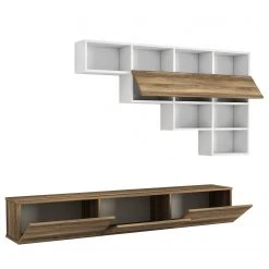 Loftscape Wohnwand Dovery (2-teilig) - Walnuss Dekor / Weiß -Wohnzimmermöbel boutique en ligne 1000314886 211214 133832000124 DETAILS P000000001000314886