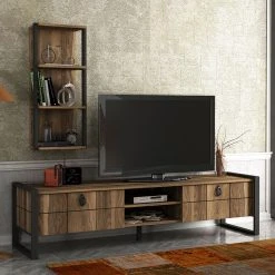 Red Living Wohnkombination Lando (2-teilig) - Walnuss Dekor / Grau