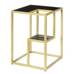 Jack & Alice Beistelltisch Nooble - Mango massiv / Metall - Mango Schwarz / Gold