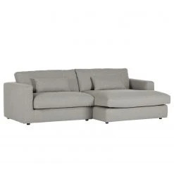 Loftscape Ecksofa Palos - Flachgewebe Flutra: Hellgrau - Ottomane davorstehend rechts