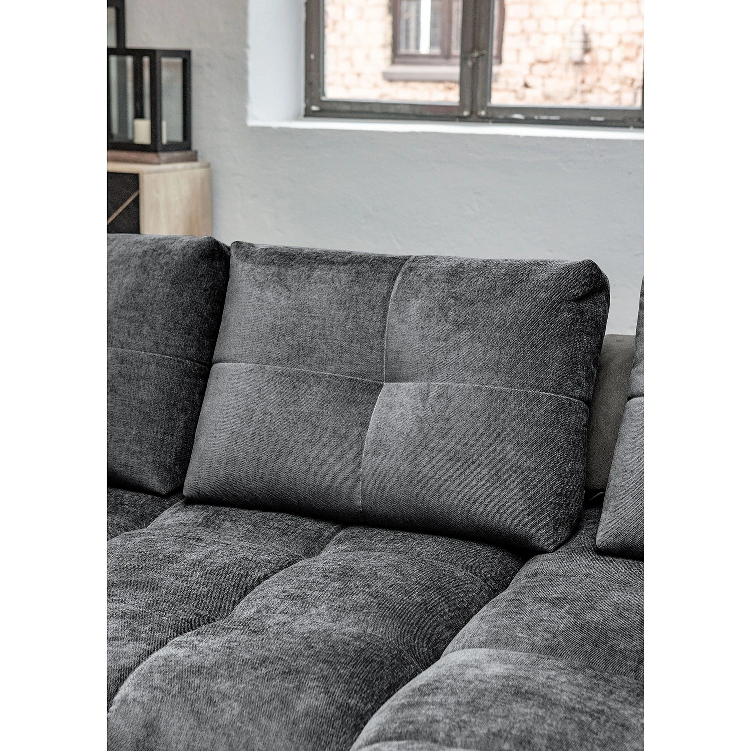 Loftscape Ecksofsa Sorsele - Microfaser Mila: Anthrazit - Ottomane davorstehend links 4 Loftscape Ecksofsa Sorsele - Microfaser Mila: Anthrazit - Ottomane davorstehend links – Bild 4