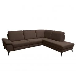 ADA trendline Ecksofa Nando - Flachgewebe - Braun - Longchair davorstehend rechts - Elektrisch verstellbar: 2 Motoren mit Kabel