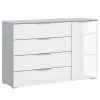 Sideboard SKØP x4+1 - Hochglanz Weiß / Seidengrau - Korpusfarbe