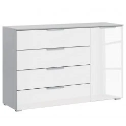 Sideboard SKØP x4+1 - Hochglanz Weiß / Seidengrau - Korpusfarbe