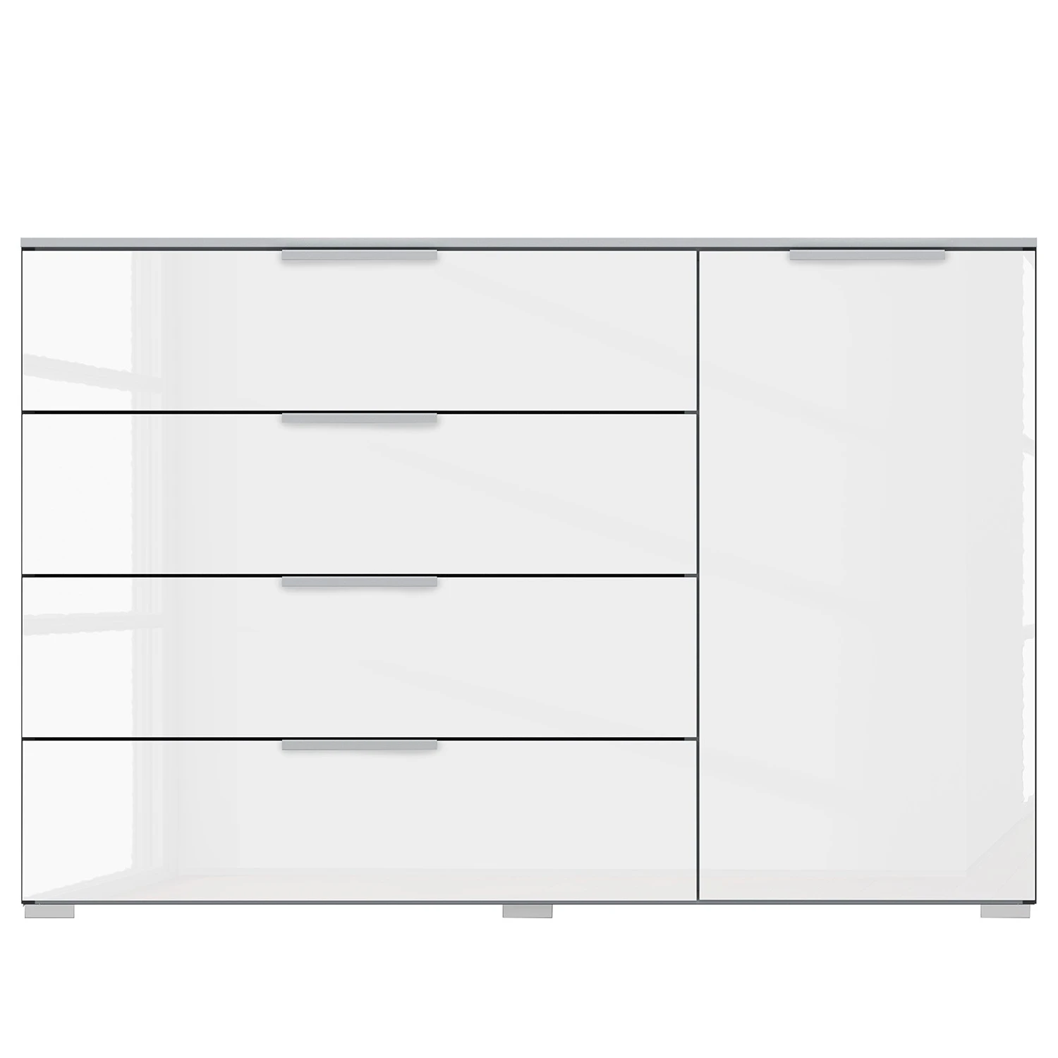 Sideboard SKØP x4+1 - Hochglanz Weiß / Seidengrau - Korpusfarbe 2 Sideboard SKØP x4+1 - Hochglanz Weiß / Seidengrau - Korpusfarbe – Bild 2